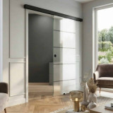 Glas-Schiebetür satiniert AREAL 2 schwarz/GF