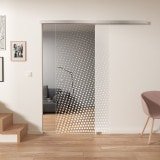 Glasschiebetür Softclose mit Laser-Motiv DOT 1/IS Glasschiebetür Softclose mit Laser-Motiv DOT 1/IS