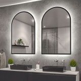 LED Spiegel mit Bogen und schwarzem Rand Teillack F649L4BTL