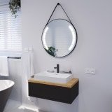 Runder LED Spiegel mit Riemen schwarz BIANCA 2R Runder LED Spiegel mit Riemen schwarz BIANCA 2R