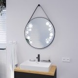 Runder LED Spiegel mit Riemen schwarz JULIET 2R Runder LED Spiegel mit Riemen schwarz JULIET 2R