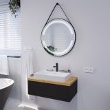 Runder LED Spiegel mit Riemen schwarz OPHELIA 2R Runder LED Spiegel mit Riemen schwarz OPHELIA 2R