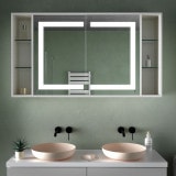 Bad Spiegelschrank LED mit Schiebetüren, Regalen - Eder 2
