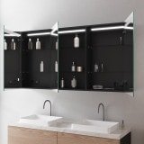 Beleuchteter Bad-Spiegelschrank aus Alu - Lippe/Schwarz Beleuchteter Bad-Spiegelschrank aus Alu - Lippe/Schwarz