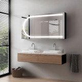 Schwarzer Aluminium Bad Spiegelschrank mit LED - Saale/Schwarz Schwarzer Aluminium Bad Spiegelschrank mit LED - Saale/Schwarz