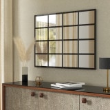 Spiegel Sprossen-Fenster Industrial Style schwarz Teillack F623TL
