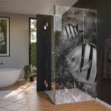 Glas Duschkabine Tür seitlich mit Motiv FISCHE 2/210