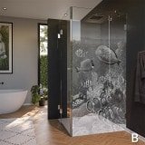 Glas Duschkabine Tür seitlich mit Motiv FISCHE 3/210