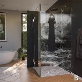 Glas Duschkabine Tür seitlich mit Motiv LEUCHTTURM 2/210