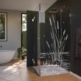 Glas Duschkabine Tür seitlich mit Motiv SCHILF 1/210