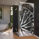 Glas Duschkabine Tür seitlich mit Motiv WINDROSE 210