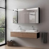 Spiegelschrank auf Maß aus Aluminium - Isar/Schwarz Spiegelschrank auf Maß aus Aluminium - Isar/Schwarz