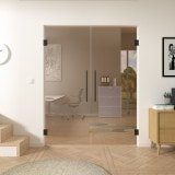 Doppel-Pendeltür aus Parsol Glas ESG 8mm Bronze Doppel-Pendeltür aus Parsol Glas ESG 8mm Bronze