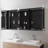 LED Badspiegelschrank aus schwarzem Alu - Werra/Schwarz LED Badspiegelschrank aus schwarzem Alu - Werra/Schwarz