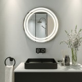Runder Spiegel beleuchtet mit schwarzem Rahmen DIONE 2