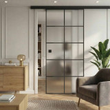 Schiebetür schwarz lackiert Industrial Design FRAMEL 20/GF SATINATO