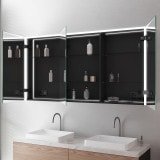 Aluminium Spiegelschrank mit Beleuchtung - Elbe 3/Schwarz Aluminium Spiegelschrank mit Beleuchtung - Elbe 3/Schwarz