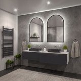 LED Spiegel mit Bogen und schwarzem Rand Teillack F649L4BTL