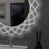 Runder LED Spiegel mit Glas-Rahmen Lisandra 2 Runder LED Spiegel mit Glas-Rahmen Lisandra 2