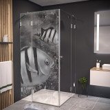 Duschkabine Glas Eckeinstieg mit Motiv FISCHE 2/209 Duschkabine Glas Eckeinstieg mit Motiv FISCHE 2/209