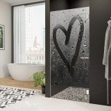 Duschkabinentür Echtglas mit Motiv HERZ 101