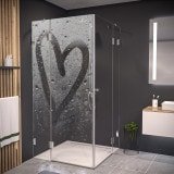 Duschkabine Glas Eckeinstieg mit Motiv HERZ 209 Duschkabine Glas Eckeinstieg mit Motiv HERZ 209