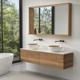 LED Spiegel mit Rahmen - Madera 1