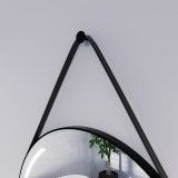 Runder LED Spiegel mit Riemen schwarz ELARA 2R Runder LED Spiegel mit Riemen schwarz ELARA 2R