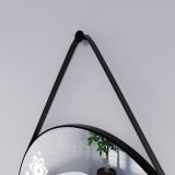 Runder LED Spiegel mit Riemen schwarz JULIET 2R Runder LED Spiegel mit Riemen schwarz JULIET 2R