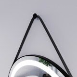 Runder LED Spiegel mit Riemen schwarz PLUTO 2R Runder LED Spiegel mit Riemen schwarz PLUTO 2R