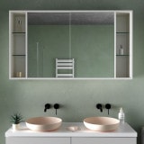 Bad Spiegelschrank mit Schiebetüren und Regalen - Stever 2
