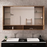 Bad Spiegelschrank mit Schiebetüren und offener Ablage - Stever 3