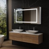 Badschrank aus Aluminium mit Spiegel und LED - Havel/Weiß Badschrank aus Aluminium mit Spiegel und LED - Havel/Weiß