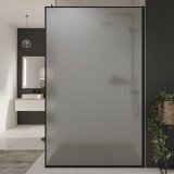 Glastrennwand Dusche Satinatoglas mit schwarzem Print FRAME SQUARES 5 Glastrennwand Dusche Satinatoglas mit schwarzem Print FRAME SQUARES 5