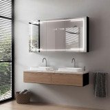 LED Spiegelschrank aus schwarzem Alu - Kocher/Schwarz LED Spiegelschrank aus schwarzem Alu - Kocher/Schwarz