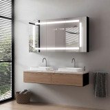 LED Badspiegelschrank aus schwarzem Alu - Lahn/Schwarz LED Badspiegelschrank aus schwarzem Alu - Lahn/Schwarz