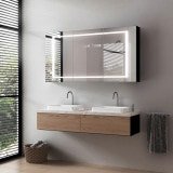 LED Badspiegelschrank aus schwarzem Alu - Werra/Schwarz LED Badspiegelschrank aus schwarzem Alu - Werra/Schwarz