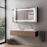 LED Badschrank aus schwarzem Aluminium mit Spiegel - Havel/Schwarz LED Badschrank aus schwarzem Aluminium mit Spiegel - Havel/Schwarz