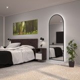 LED Spiegel mit Bogen und schwarzem Rand Teillack F649L4BTL