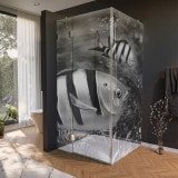 Glas Duschkabine Tür seitlich mit Motiv FISCHE 2/210
