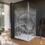 Glas Duschkabine Tür seitlich mit Motiv FISCHE 3/210