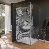 Glas Duschkabine Tür seitlich mit Motiv TIGER 210 Glas Duschkabine Tür seitlich mit Motiv TIGER 210