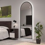 LED Spiegel mit Bogen und schwarzem Rand Teillack F649L4BTL